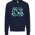 Vinyl Records Lover DJ Decks Turntable Kids Sweatshirt Jumper Navy Blue