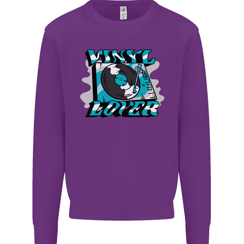 Vinyl Records Lover DJ Decks Turntable Kids Sweatshirt Jumper Purple