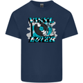 Vinyl Records Lover DJ Decks Turntable Mens Cotton T-Shirt Tee Top Navy Blue