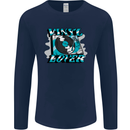 Vinyl Records Lover DJ Decks Turntable Mens Long Sleeve T-Shirt Navy Blue