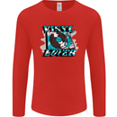 Vinyl Records Lover DJ Decks Turntable Mens Long Sleeve T-Shirt Red