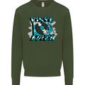 Vinyl Records Lover DJ Decks Turntable Mens Sweatshirt Jumper Forest Green