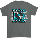 Vinyl Records Lover DJ Decks Turntable Mens T-Shirt 100% Cotton Charcoal