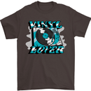 Vinyl Records Lover DJ Decks Turntable Mens T-Shirt 100% Cotton Dark Chocolate