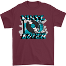 Vinyl Records Lover DJ Decks Turntable Mens T-Shirt 100% Cotton Maroon
