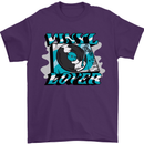 Vinyl Records Lover DJ Decks Turntable Mens T-Shirt 100% Cotton Purple