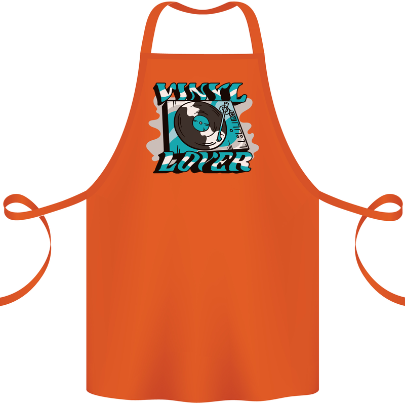 Vinyl Records Lover Decks Turntable DJ Cotton Apron 100% Organic Orange