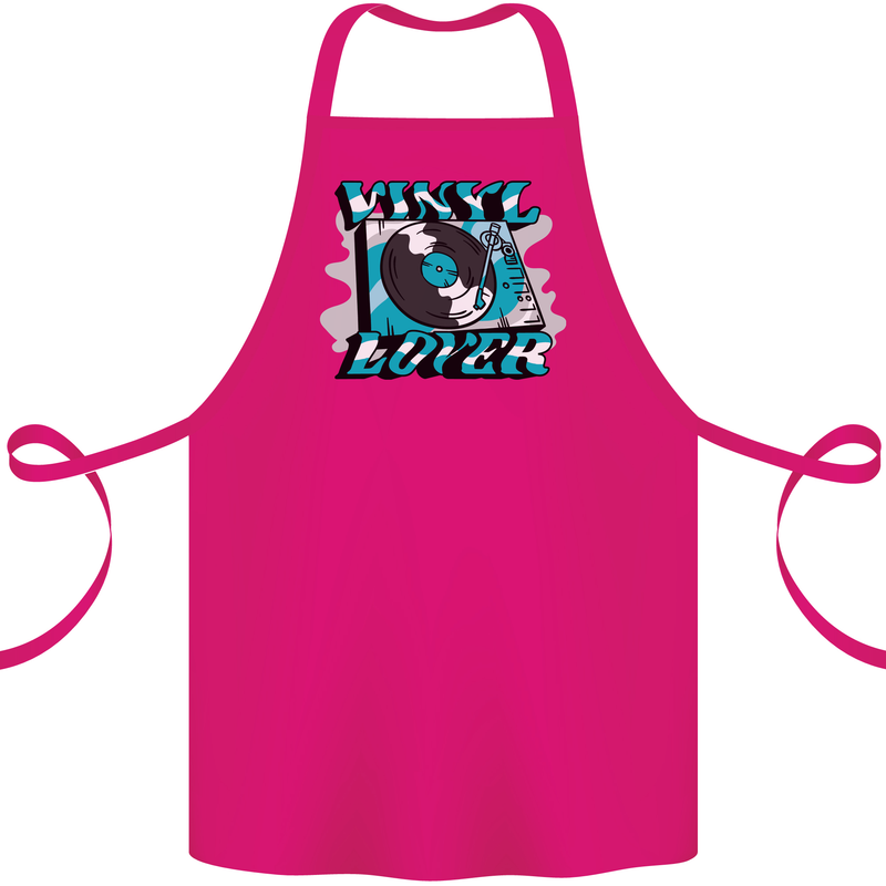 Vinyl Records Lover Decks Turntable DJ Cotton Apron 100% Organic Pink