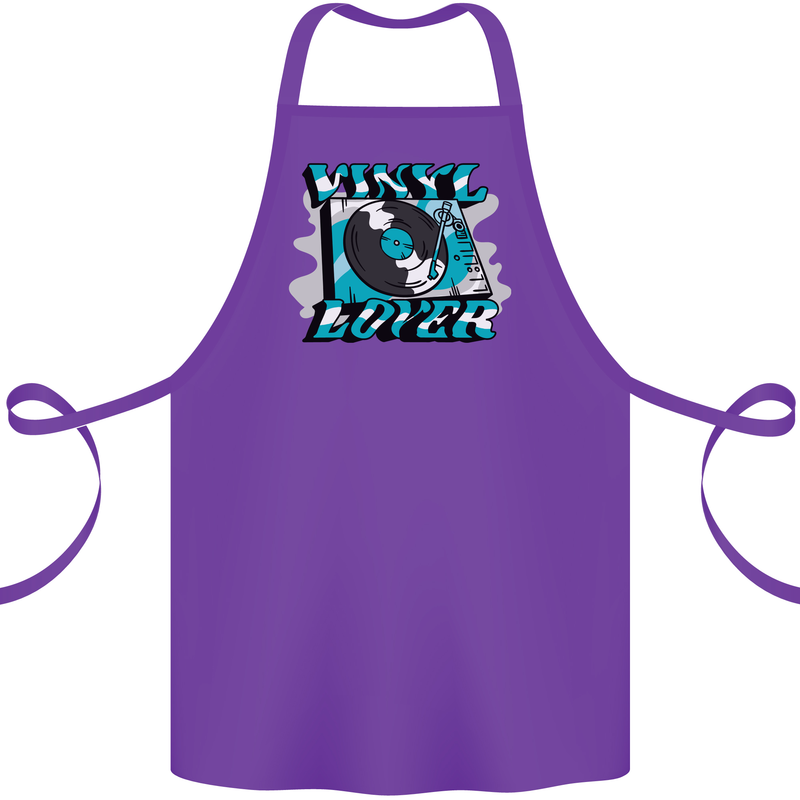 Vinyl Records Lover Decks Turntable DJ Cotton Apron 100% Organic Purple