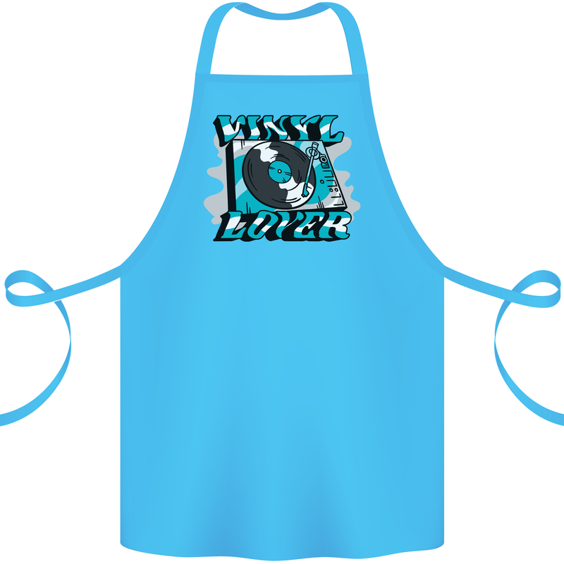 Vinyl Records Lover Decks Turntable DJ Cotton Apron 100% Organic Turquoise