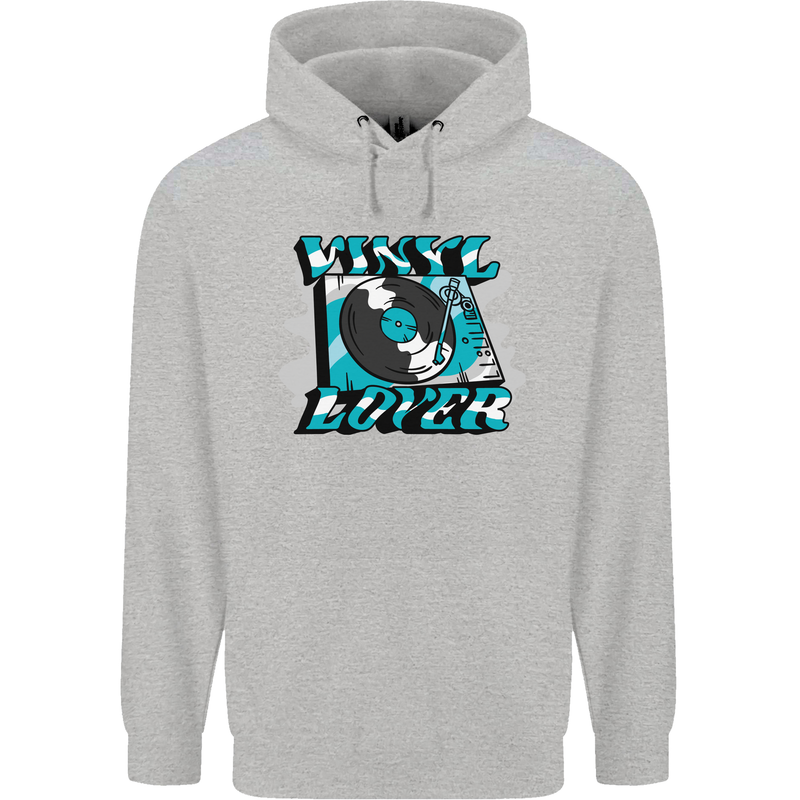 Vinyl Records Lover Decks Turntable DJ Mens 80% Cotton Hoodie Sports Grey