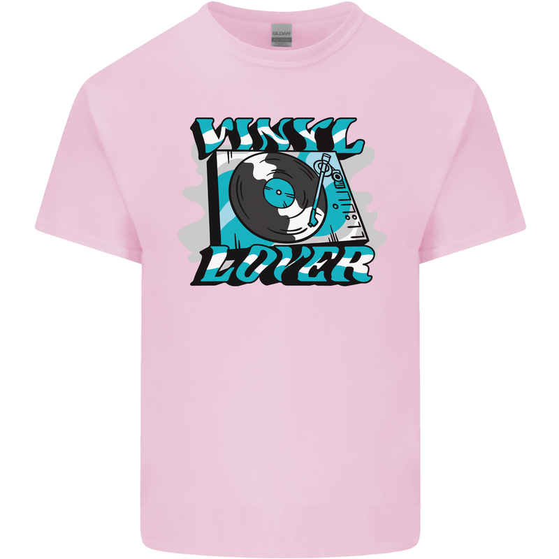 Vinyl Records Lover Decks Turntable DJ Mens Cotton T-Shirt Tee Top Light Pink