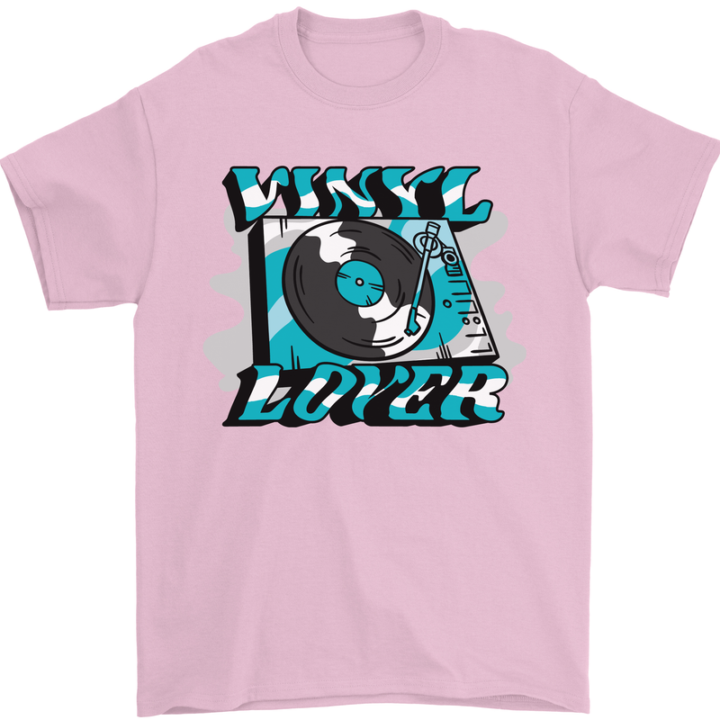 Vinyl Records Lover Decks Turntable DJ Mens T-Shirt 100% Cotton Light Pink