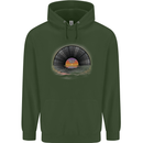 Vinyl Sunset Record LP Turntable Music Childrens Kids Hoodie Forest Green
