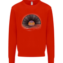 Vinyl Sunset Record LP Turntable Music Kids Sweatshirt Jumper Bright Red