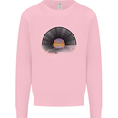Vinyl Sunset Record LP Turntable Music Kids Sweatshirt Jumper Light Pink