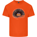 Vinyl Sunset Record LP Turntable Music Kids T-Shirt Childrens Orange