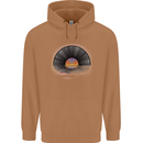 Vinyl Sunset Record LP Turntable Music Mens 80% Cotton Hoodie Caramel Latte
