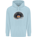 Vinyl Sunset Record LP Turntable Music Mens 80% Cotton Hoodie Light Blue