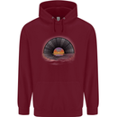 Vinyl Sunset Record LP Turntable Music Mens 80% Cotton Hoodie Maroon