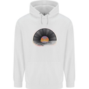 Vinyl Sunset Record LP Turntable Music Mens 80% Cotton Hoodie White