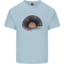 Vinyl Sunset Record LP Turntable Music Mens Cotton T-Shirt Tee Top Light Blue