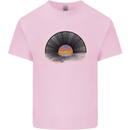 Vinyl Sunset Record LP Turntable Music Mens Cotton T-Shirt Tee Top Light Pink