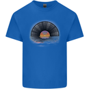 Vinyl Sunset Record LP Turntable Music Mens Cotton T-Shirt Tee Top Royal Blue