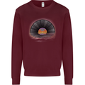 Vinyl Sunset Record LP Turntable Music Mens Sweatshirt Jumper Maroon