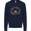 Vinyl Sunset Record LP Turntable Music Mens Sweatshirt Jumper Navy Blue