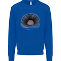 Vinyl Sunset Record LP Turntable Music Mens Sweatshirt Jumper Royal Blue
