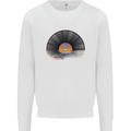Vinyl Sunset Record LP Turntable Music Mens Sweatshirt Jumper White