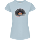 Vinyl Sunset Record LP Turntable Music Womens Petite Cut T-Shirt Light Blue