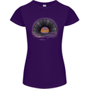 Vinyl Sunset Record LP Turntable Music Womens Petite Cut T-Shirt Purple