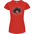 Vinyl Sunset Record LP Turntable Music Womens Petite Cut T-Shirt Red
