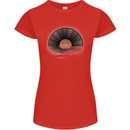 Vinyl Sunset Record LP Turntable Music Womens Petite Cut T-Shirt Red