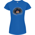 Vinyl Sunset Record LP Turntable Music Womens Petite Cut T-Shirt Royal Blue