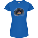 Vinyl Sunset Record LP Turntable Music Womens Petite Cut T-Shirt Royal Blue
