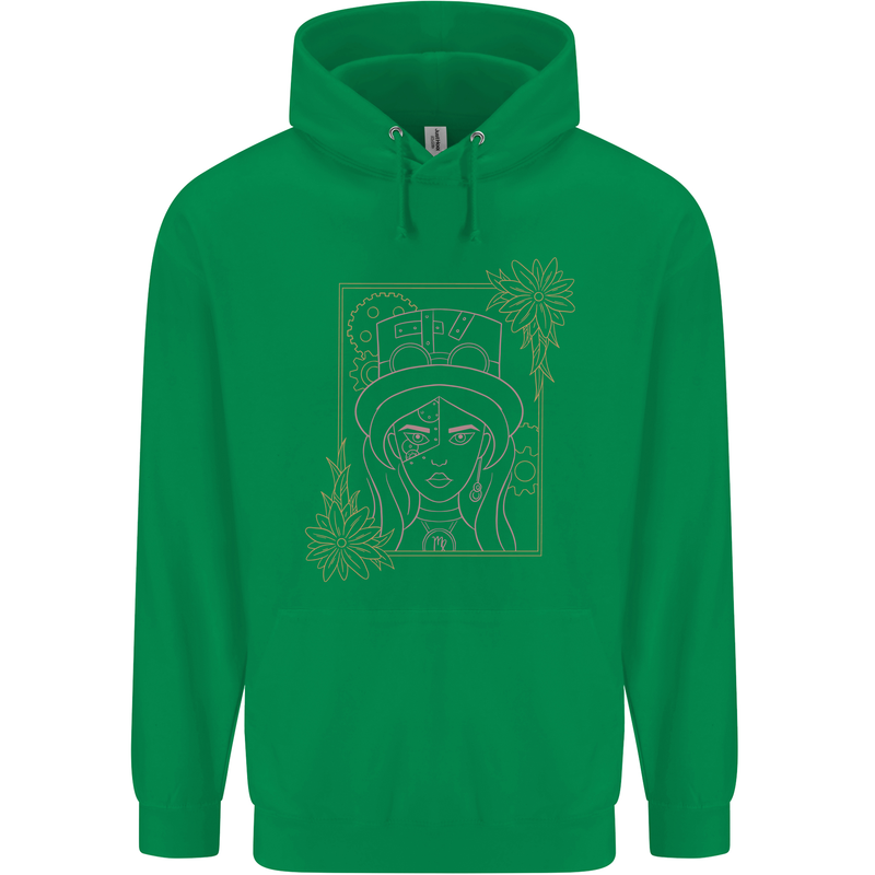 Virgo Steampunk Zodiac Star Sign Astrological Childrens Kids Hoodie Irish Green