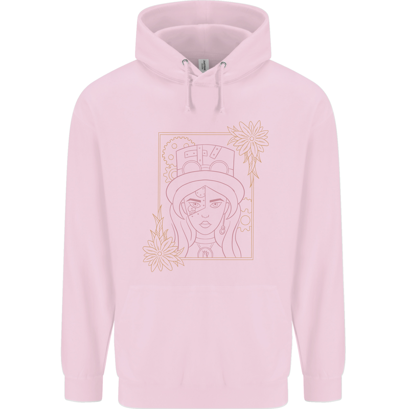 Virgo Steampunk Zodiac Star Sign Astrological Childrens Kids Hoodie Light Pink