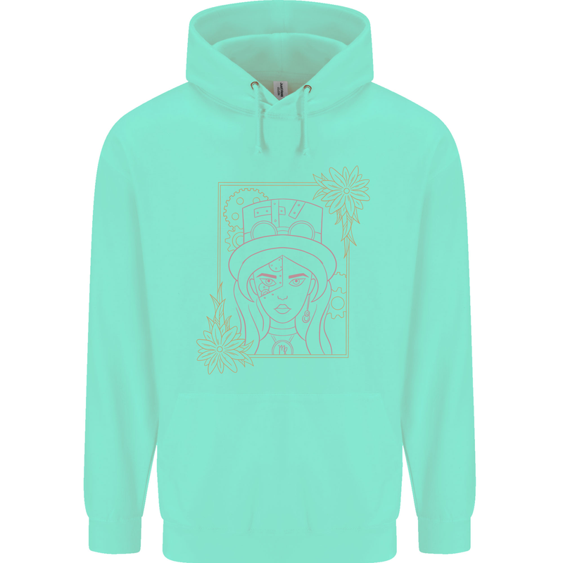 Virgo Steampunk Zodiac Star Sign Astrological Childrens Kids Hoodie Peppermint