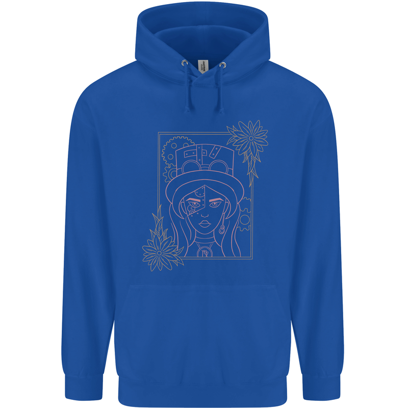 Virgo Steampunk Zodiac Star Sign Astrological Childrens Kids Hoodie Royal Blue