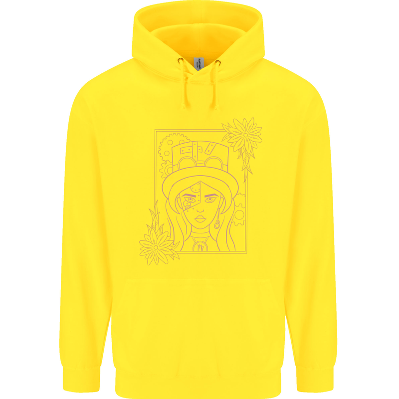 Virgo Steampunk Zodiac Star Sign Astrological Childrens Kids Hoodie Yellow