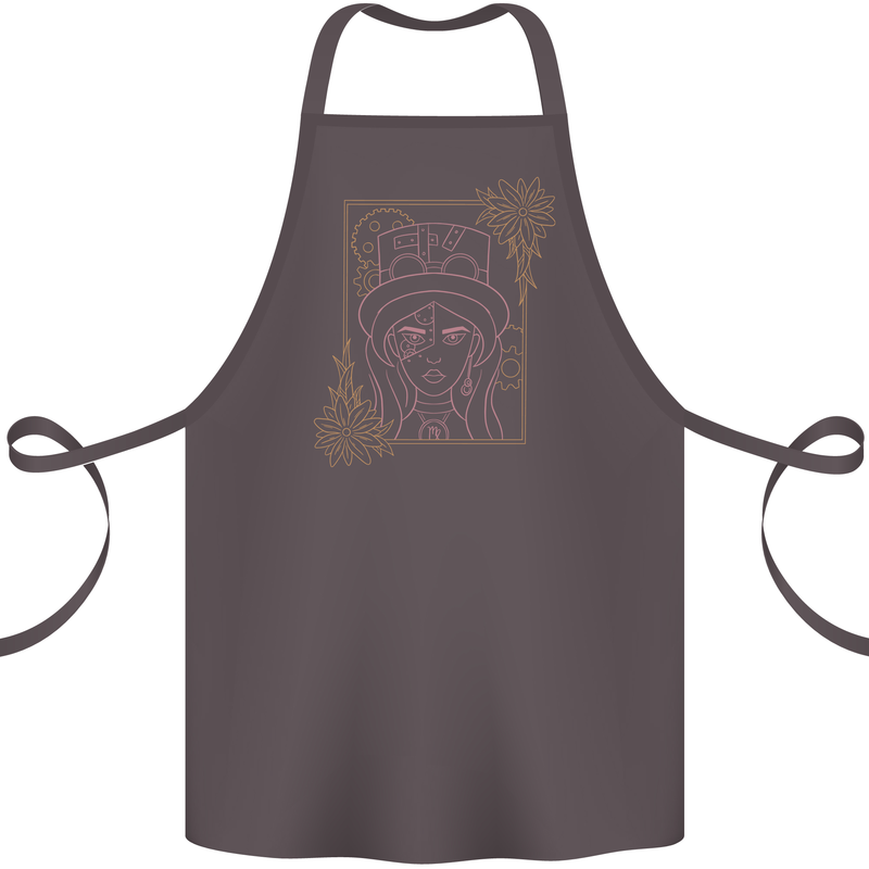 Virgo Steampunk Zodiac Star Sign Astrological Cotton Apron 100% Organic Dark Grey