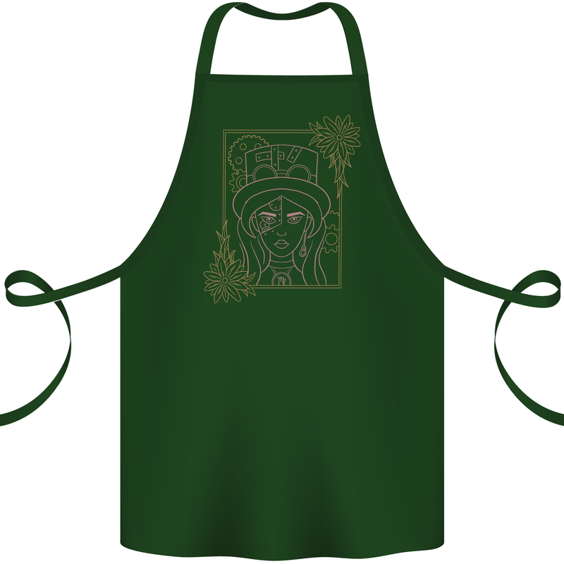 Virgo Steampunk Zodiac Star Sign Astrological Cotton Apron 100% Organic Forest Green