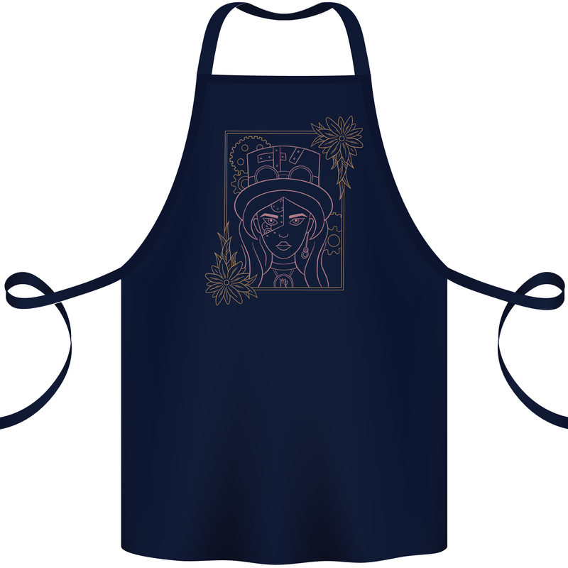 Virgo Steampunk Zodiac Star Sign Astrological Cotton Apron 100% Organic Navy Blue