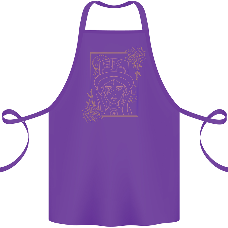 Virgo Steampunk Zodiac Star Sign Astrological Cotton Apron 100% Organic Purple