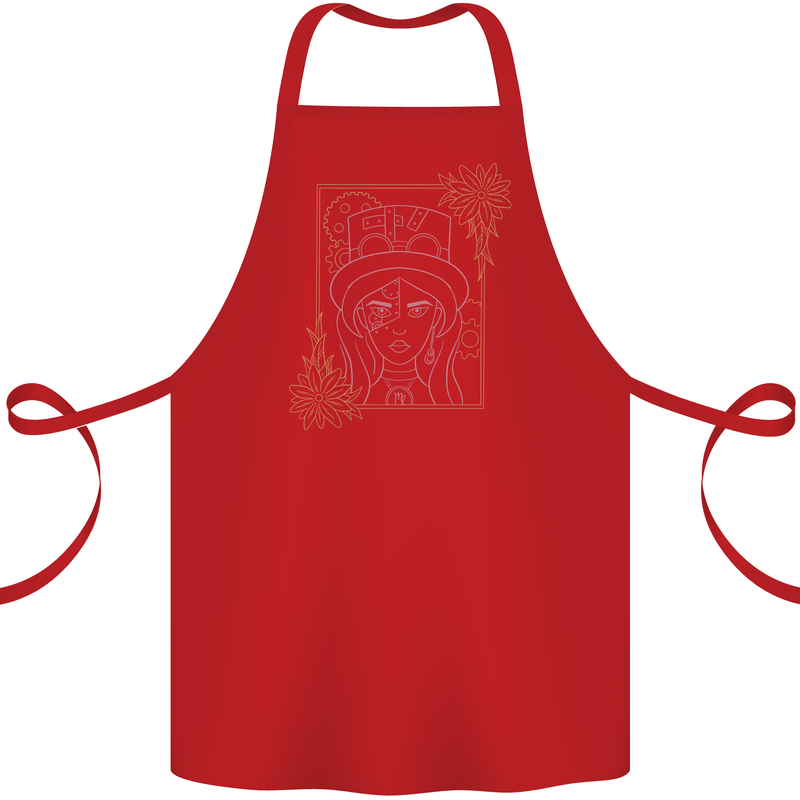 Virgo Steampunk Zodiac Star Sign Astrological Cotton Apron 100% Organic Red