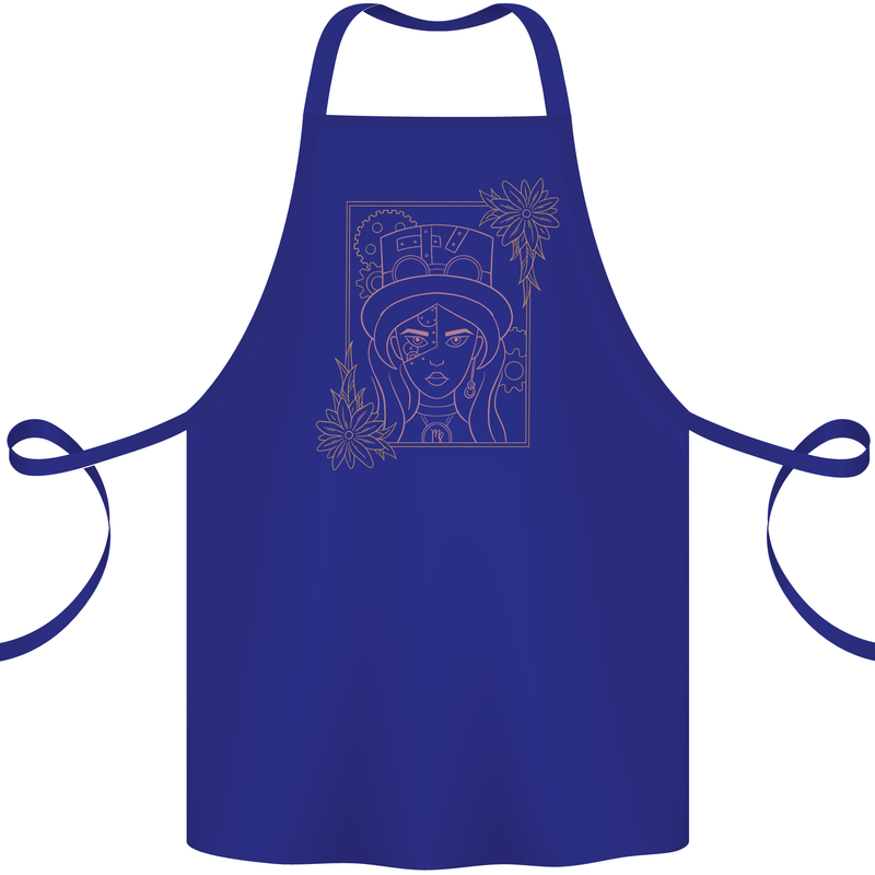 Virgo Steampunk Zodiac Star Sign Astrological Cotton Apron 100% Organic Royal Blue
