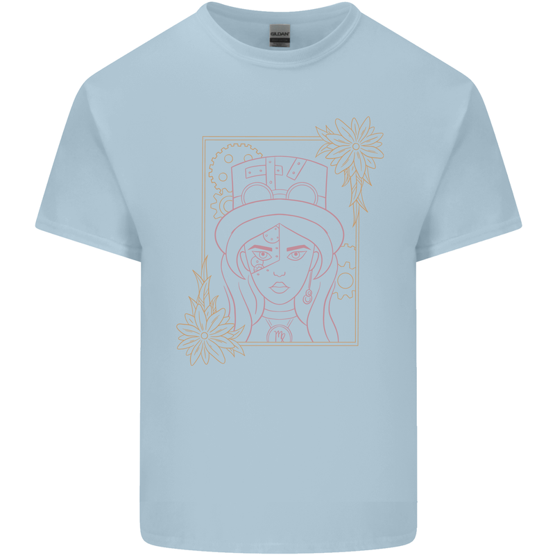 Virgo Steampunk Zodiac Star Sign Astrological Kids T-Shirt Childrens Light Blue